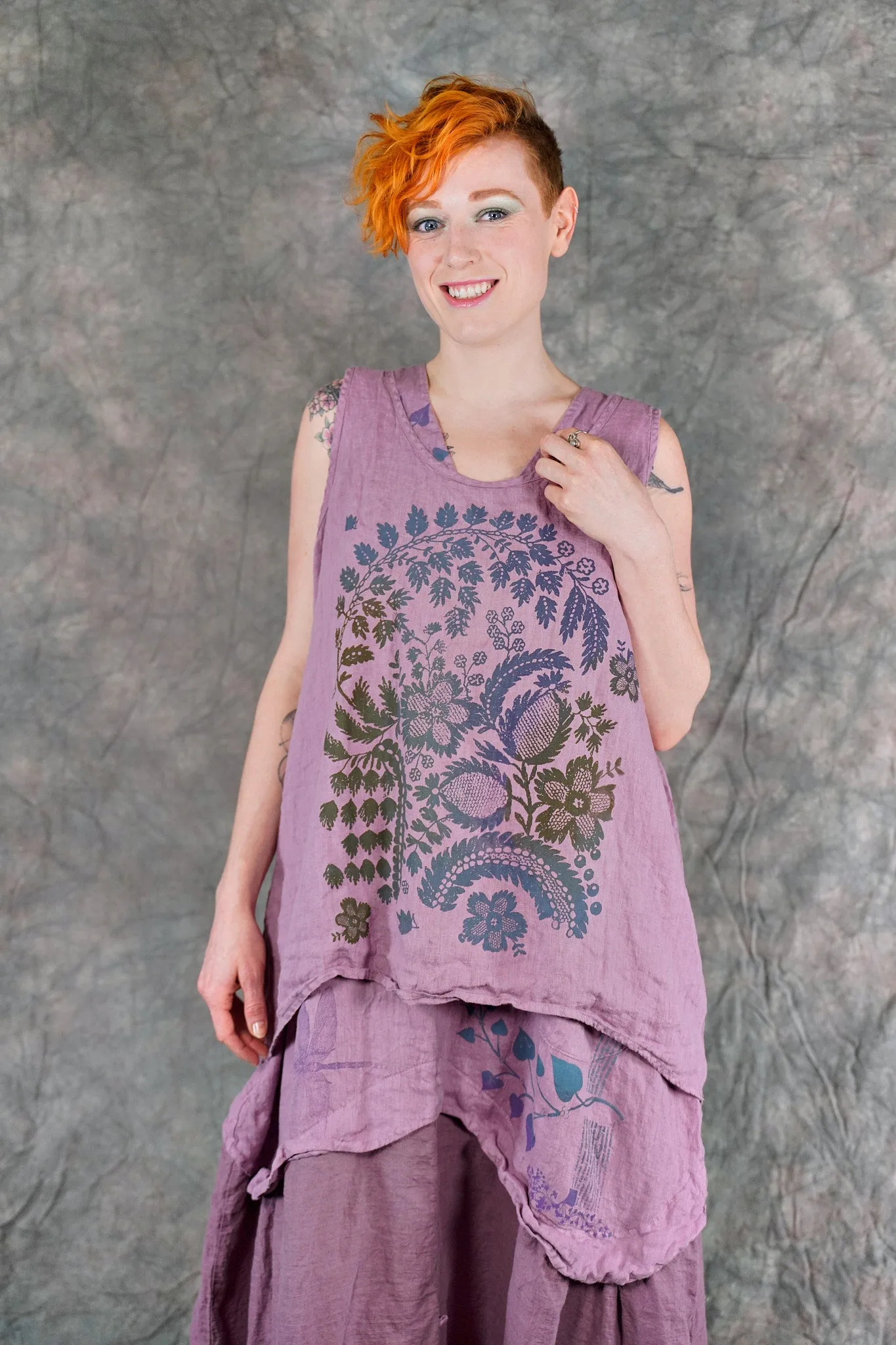 1196 Linen Tank Tulsi Rose-P