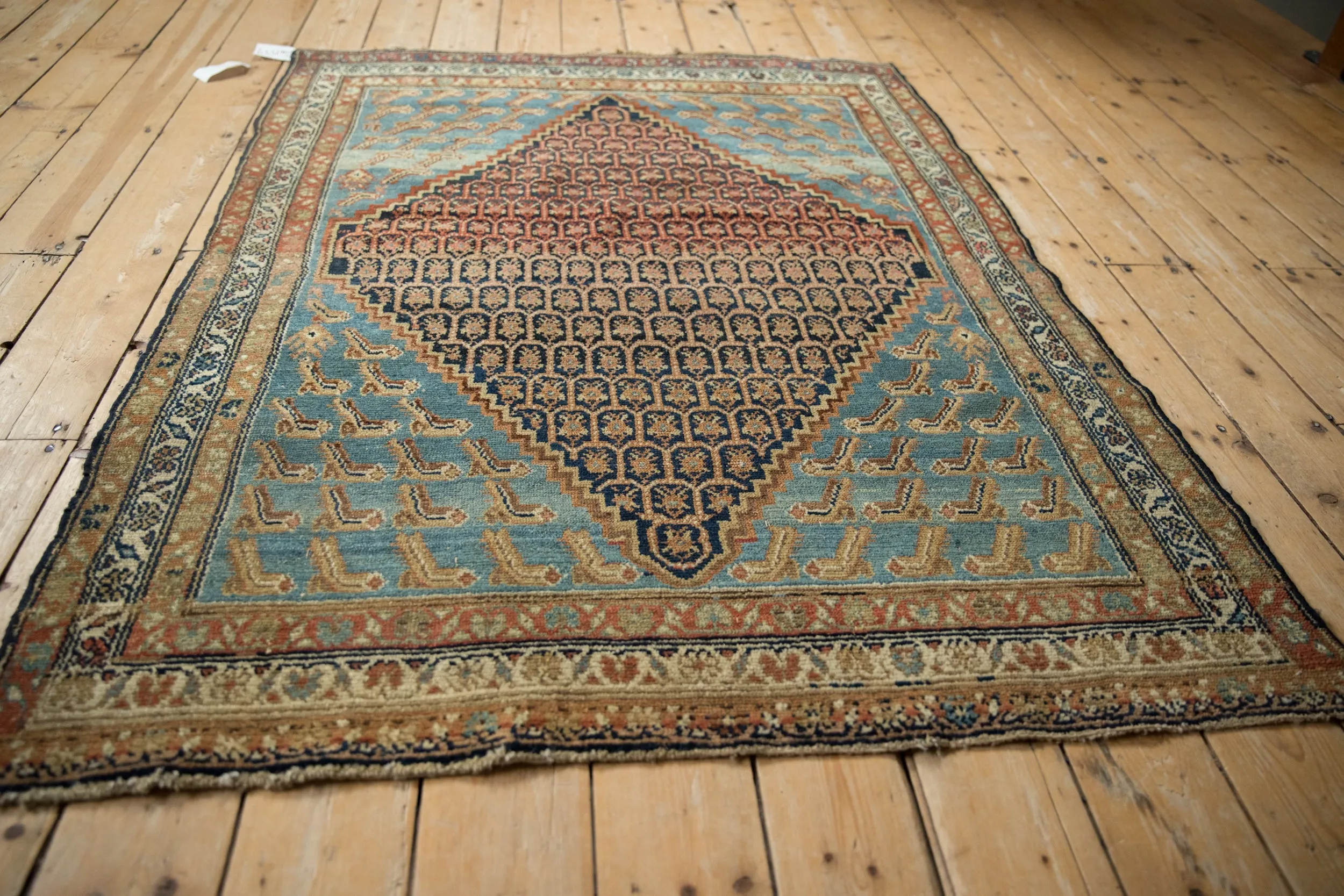 4x5.5 Antique Distressed Hamadan Rug