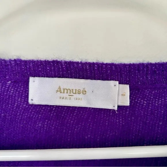 Amusé Paris Purple &amp; White Star Cashmere Sweater - Oversized, Round Neck
