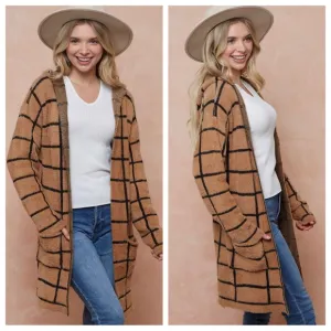 Cozy Boho Sweater Hooded Open Front Long Sleeve Cardigan