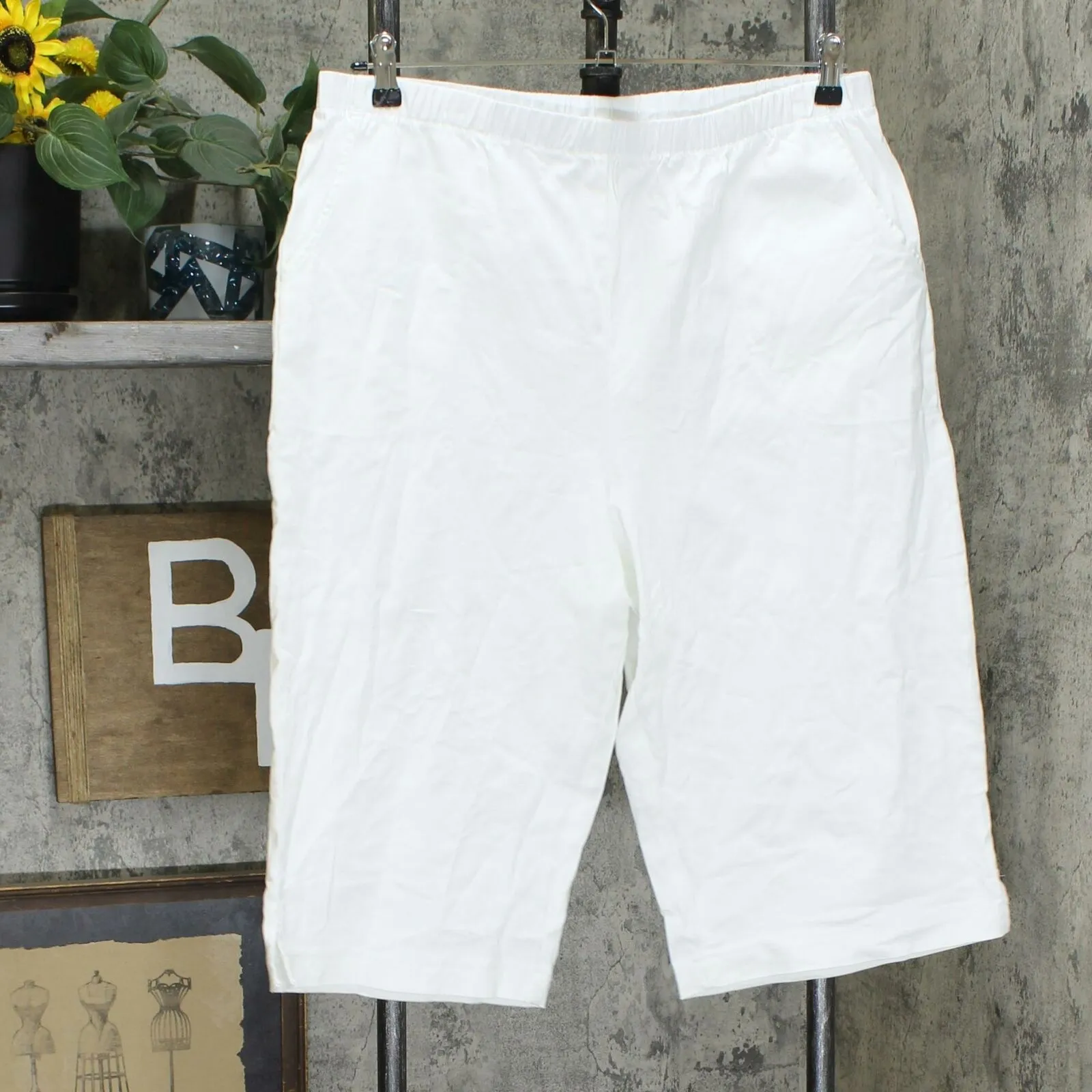 Denim & Co. How Timeless Stretch Twill 2 Pocket Pedal Pushers White XL