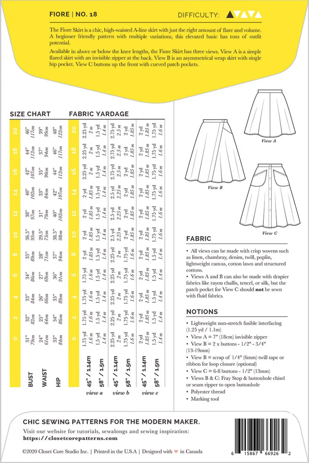 Fiore skirt pattern by Closet Core Patterns