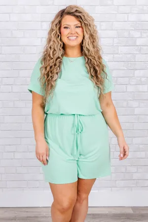 In A Hurry Romper, Green Mint