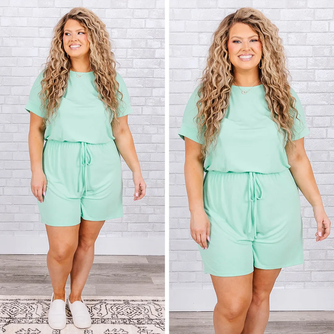In A Hurry Romper, Green Mint