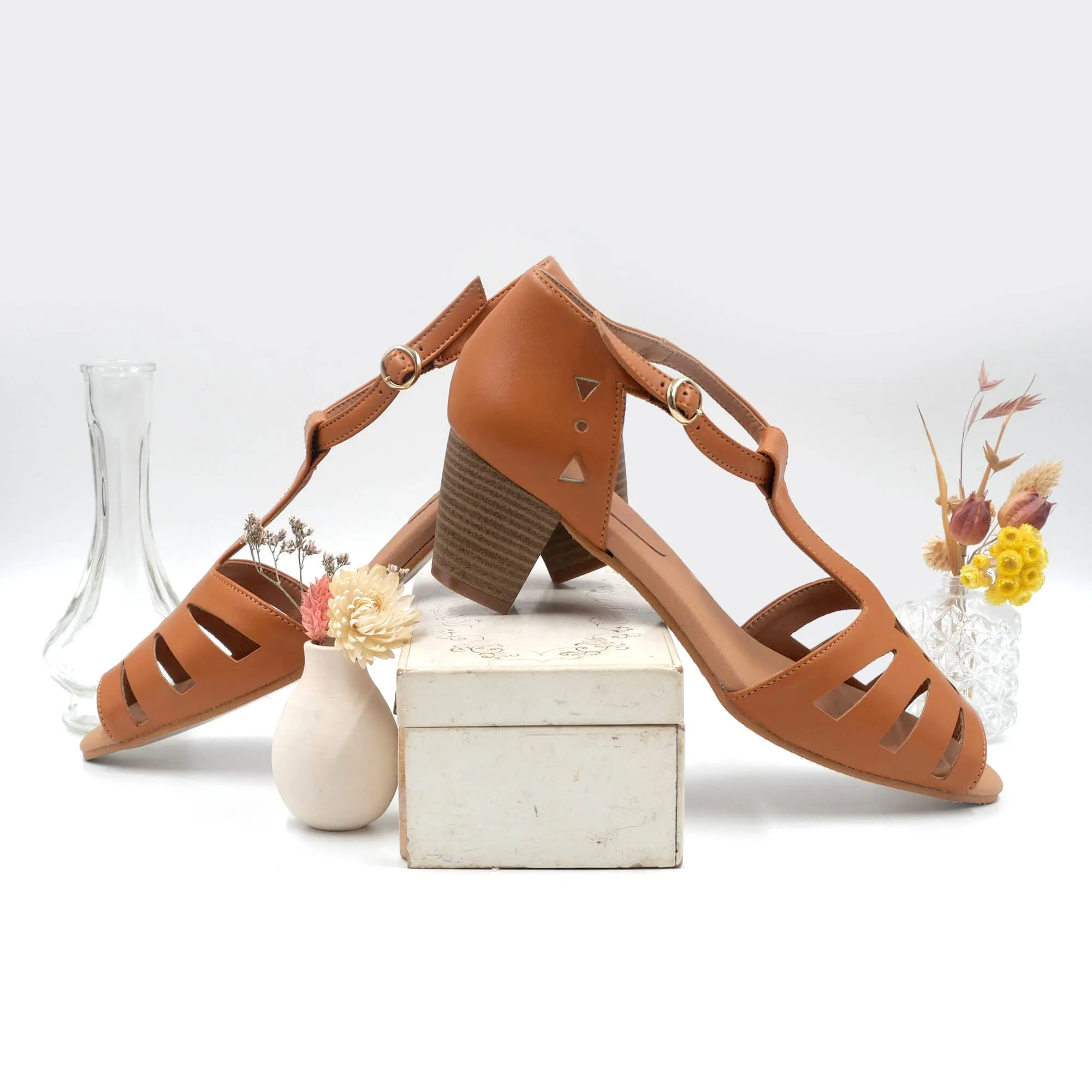 Lily Up - Sandales Marron Vegan à Talons