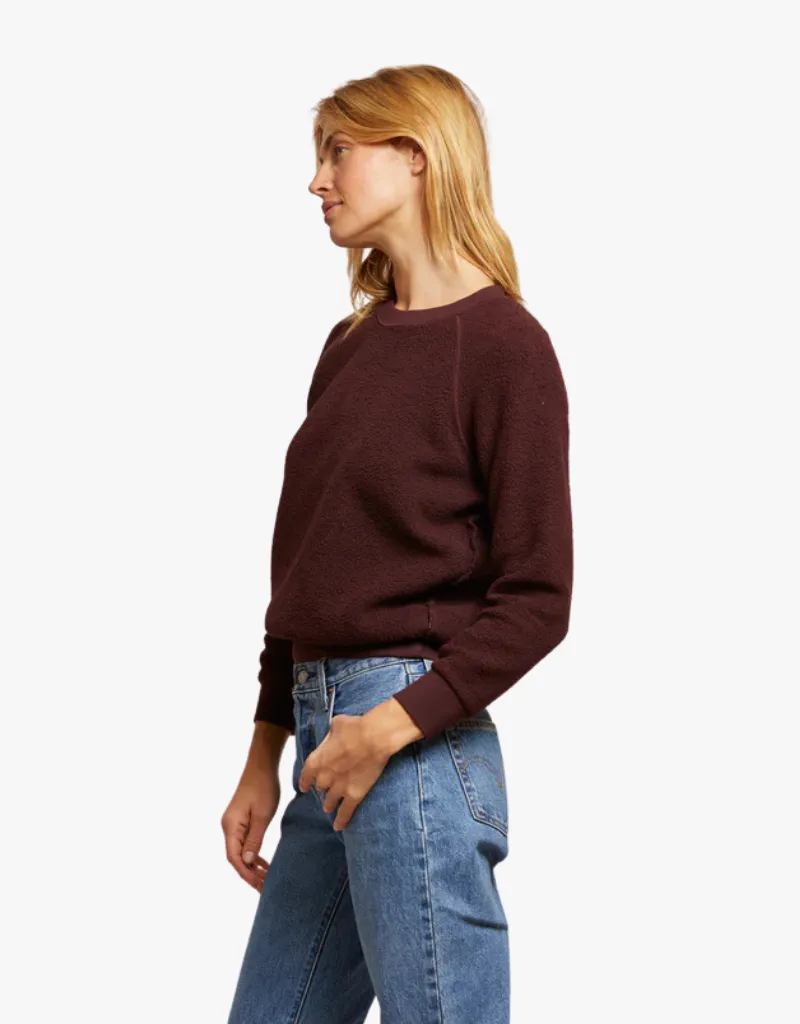 Perfect White Tee Ziggy Inside Out Fleece Shrunken Crew in Blackberry