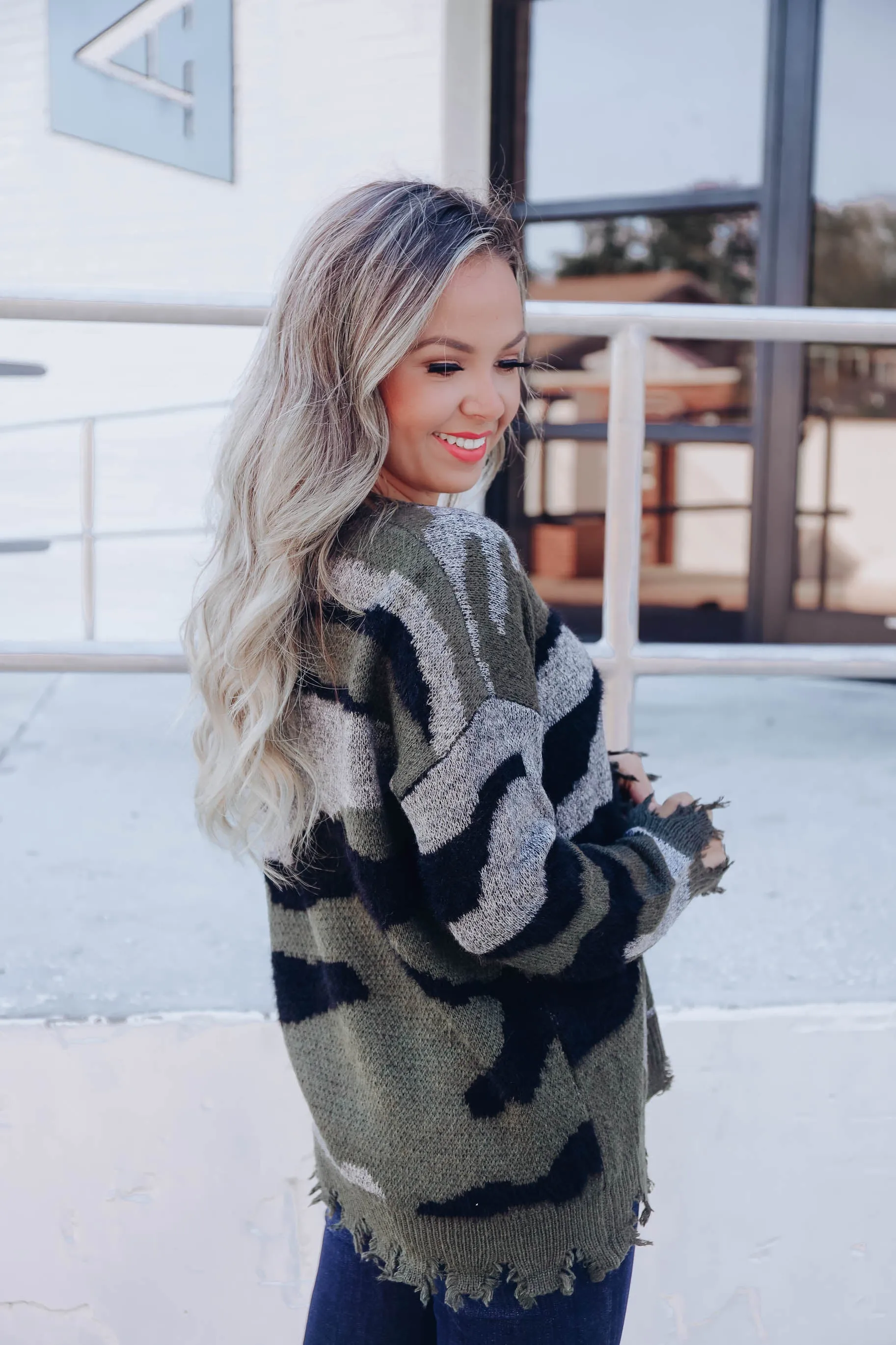 Remington Distressed Sweater - Camo