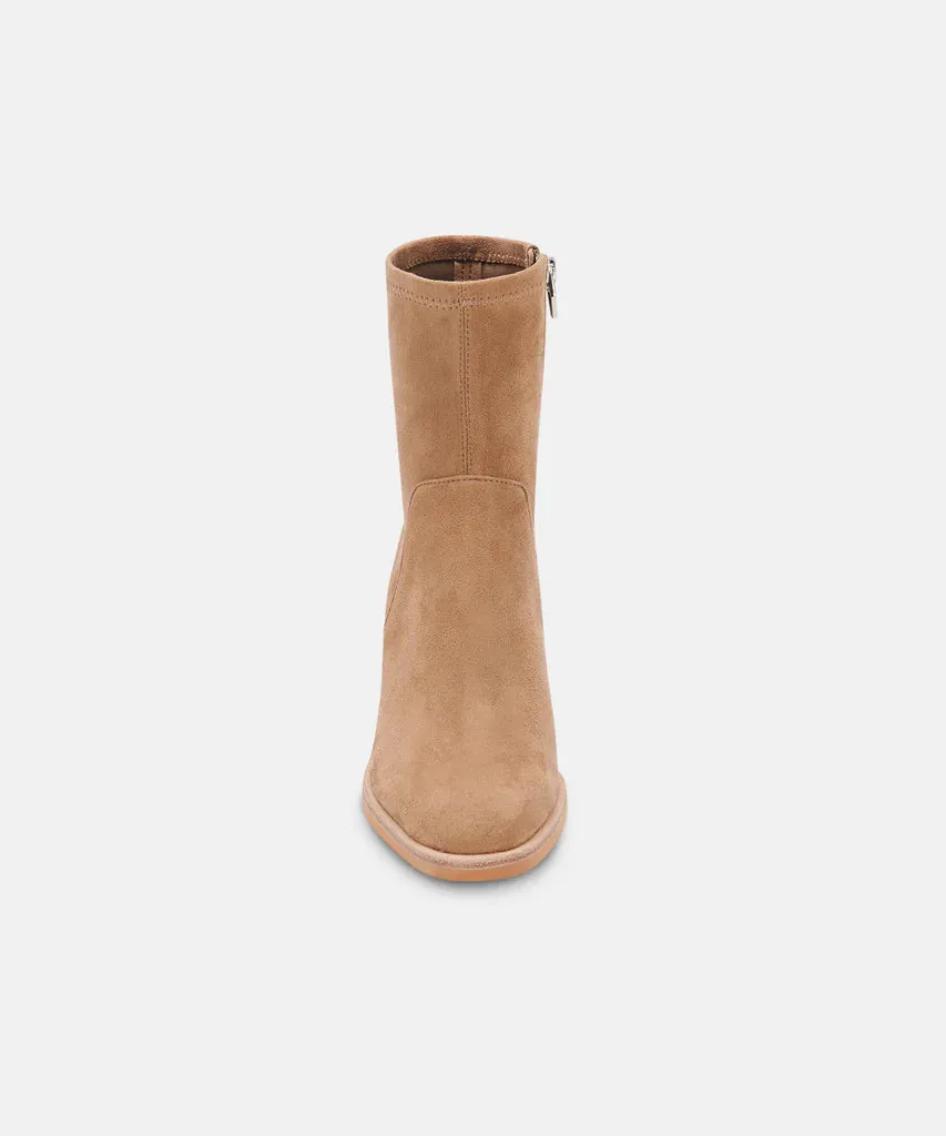 The Indiga Booties by Dolce Vita - Truffle Suede