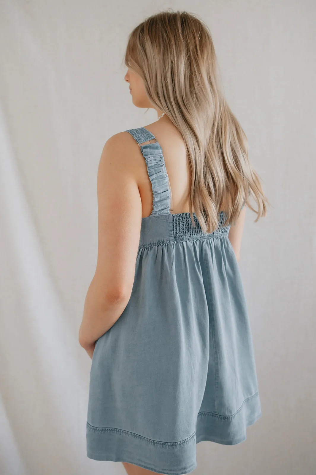 The Sweetheart Denim Babydoll Mini Dress
