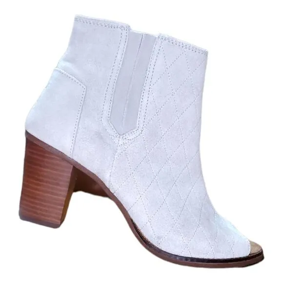 Toms Majorca Peep Toe High Rise Suede Quilted Booties Size 10 M
