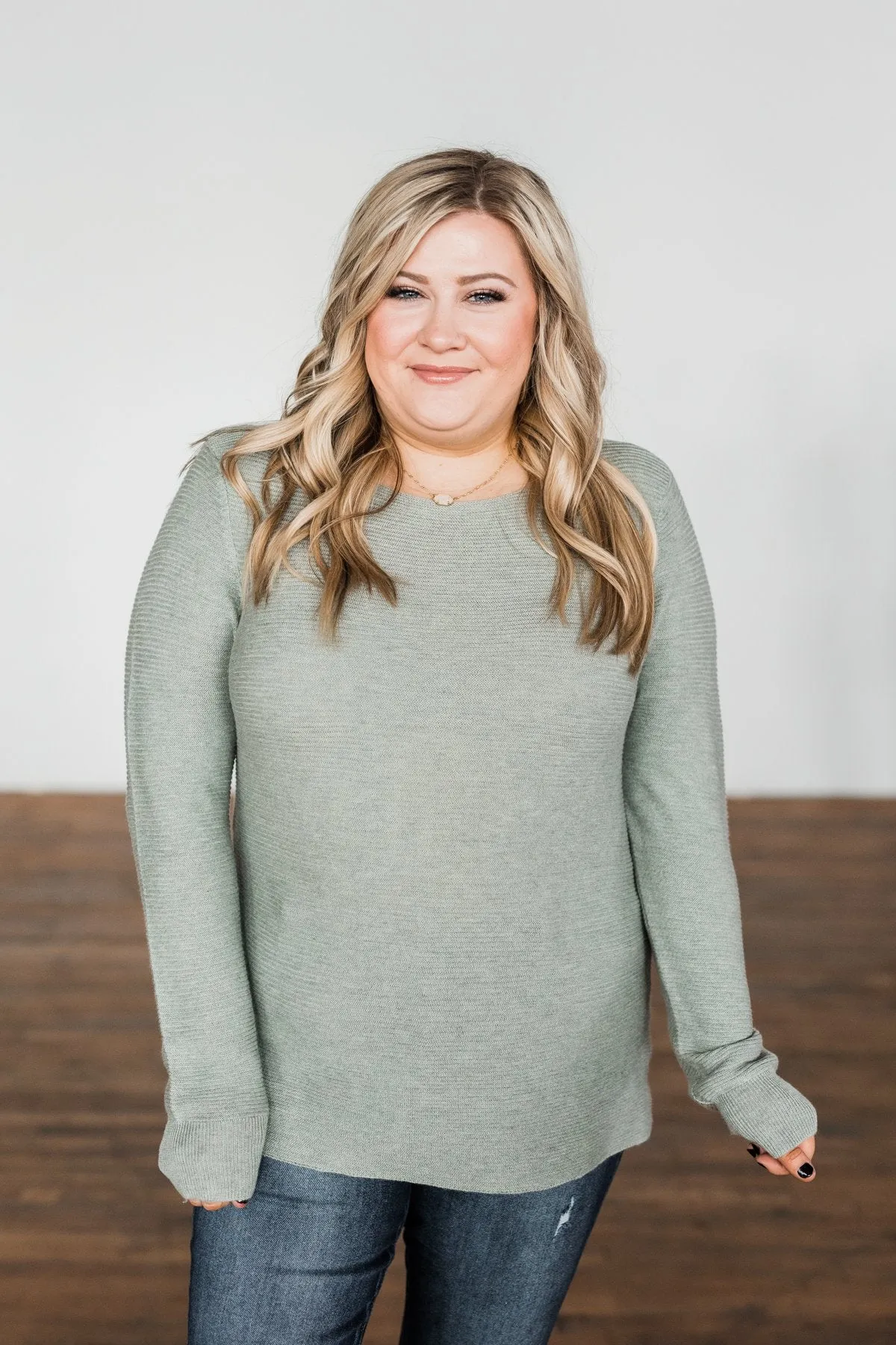 Up In The Clouds Knit Sweater- Sage