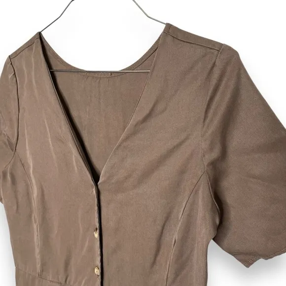 VETTA Capsule Light Taupe 100% Tencel The Button Up Midi Dress Small
