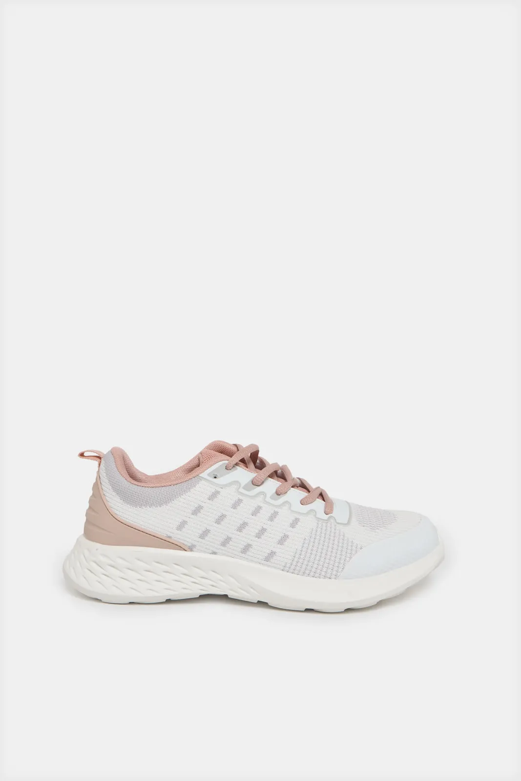 Women White Lace Up Sneakers