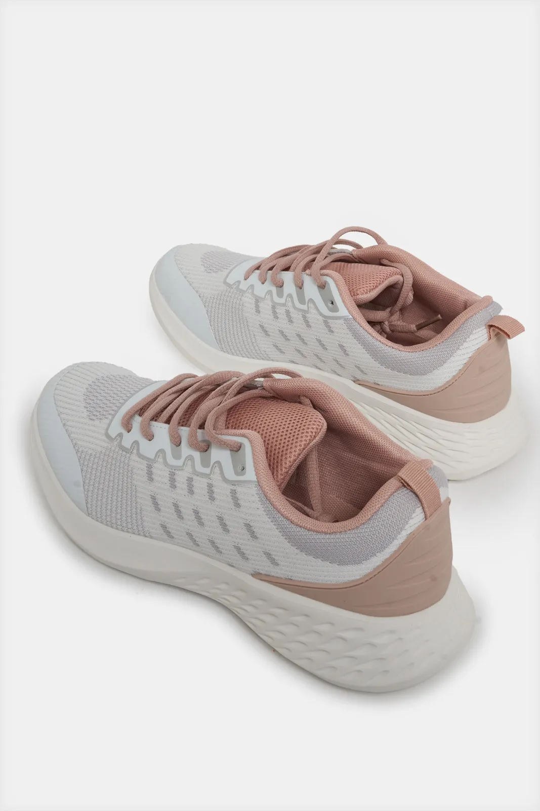 Women White Lace Up Sneakers